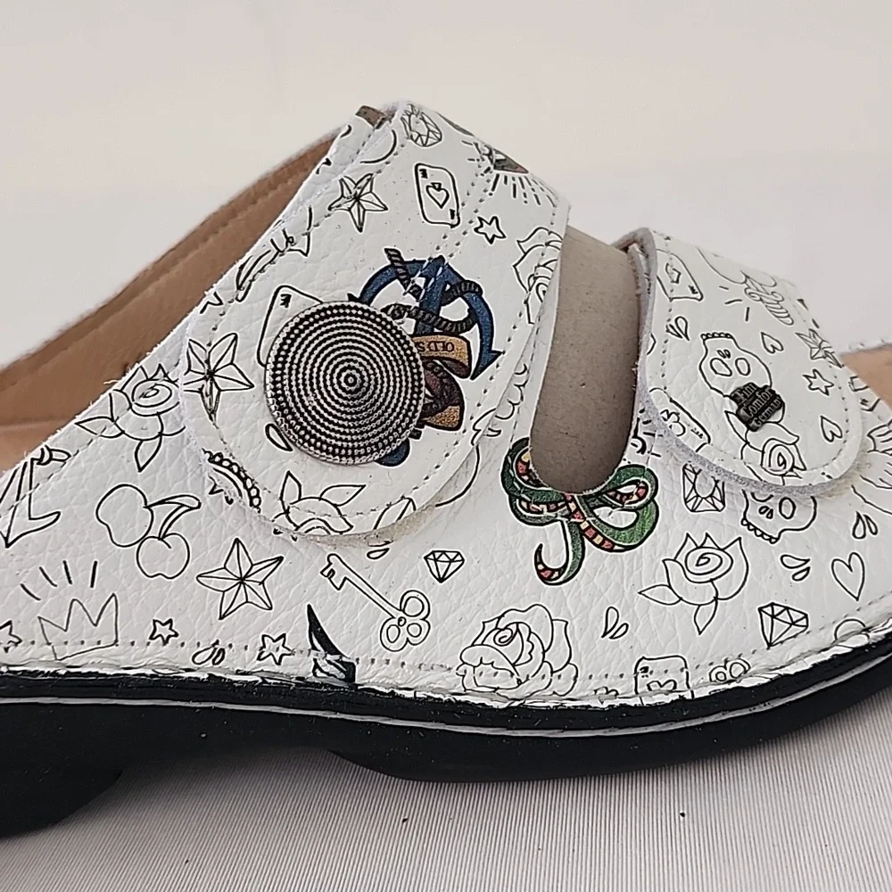 Finn Comfort Sansibar Double Strap Slide In Sandal Grafitti White 40 Us9-9.5 - Picture 4 of 8